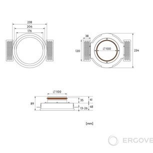 Ergovent RONDO 100 dizajnová výustka - RONDO100 technický výkres