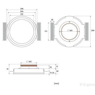 Ergovent RONDO 160 dizajnová výustka - RONDO160 technický výkres