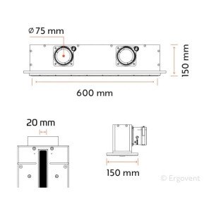 Ergovent LINEO PROFILE 600/75 mm - technický výkres