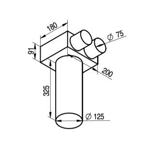 KLO-2x75/125-OC stropný koncový box pre tanierový ventil - KLO-2x75125-OC náčrt