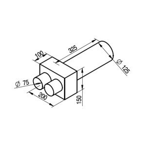KLO-2x75/P-125-OC koncový box priamy pre tanierový ventil - náčrt