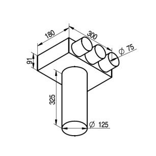 KLO-3x75/125-OC stropný koncový box pre tanierový ventil - KLO-3x75125-OC náčrt